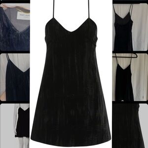 Saint Laurent Mini Black Velvet Spaghetti Strap Dress Size 6